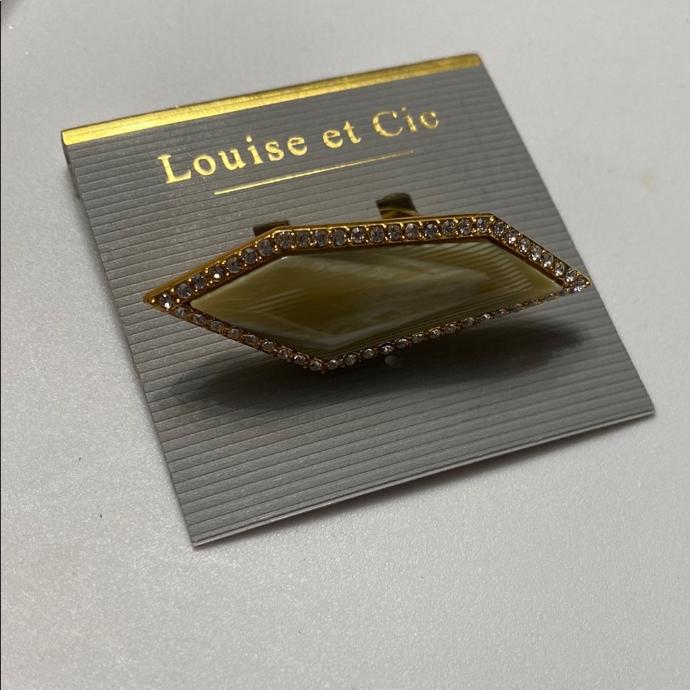 Louise et Cie Gold and Cream Geometric Brooch